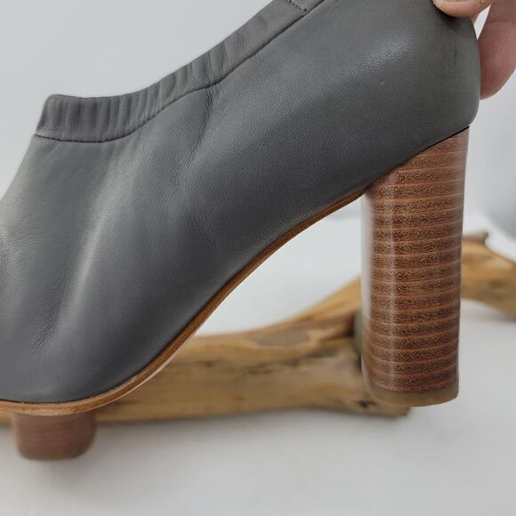 Clarks gray leather booties wood heel style name Narrative - Picture 5 of 9